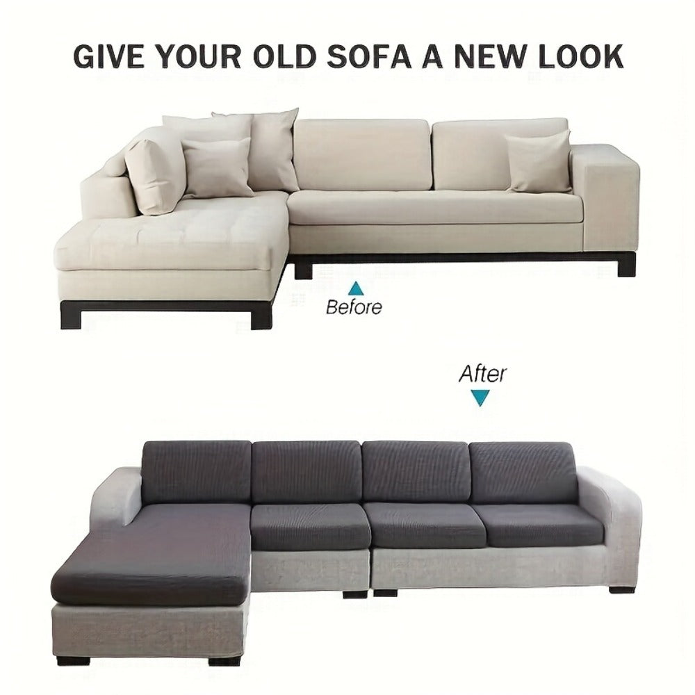Jacquard Stretch Sofa Cover Set 6pcs Leaf Pattern High Elasticity Furniture Protective Cover with Elastic Band Easy Install Removable Washable Concubine Style Cushion Cover Home De - product image 12