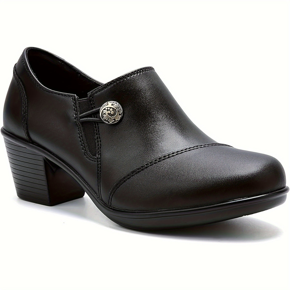 Women's 1pc Loafers, Comfortable Zipper, Thick Heels, High Heels, Casual Office Work, Formal Shoes, Women Shoes - product image
