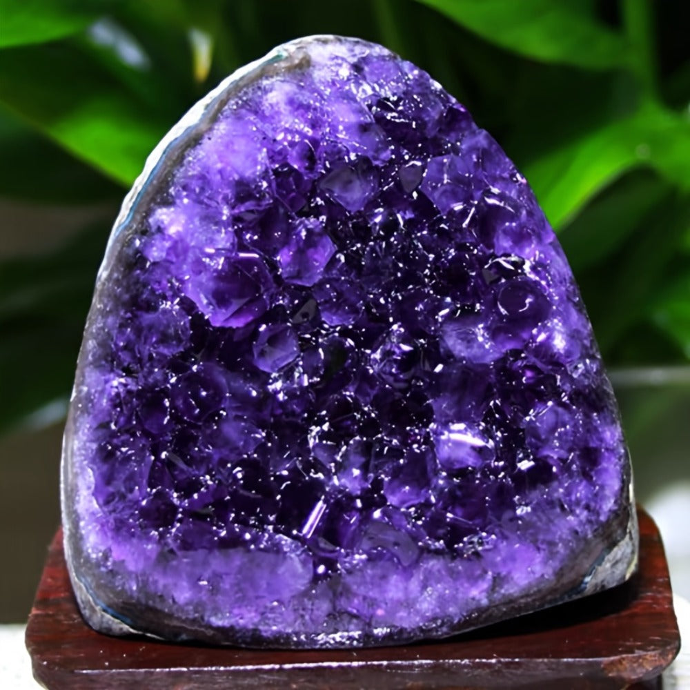 Amethyst Geode Natural Uruguayan Crystal | Polished Edge Display Stone for Home & Office Decor | Raw Crystal Cluster Specimen, Desk Accent, Healing Stone Gift, Tabletop Statement P - product image 4