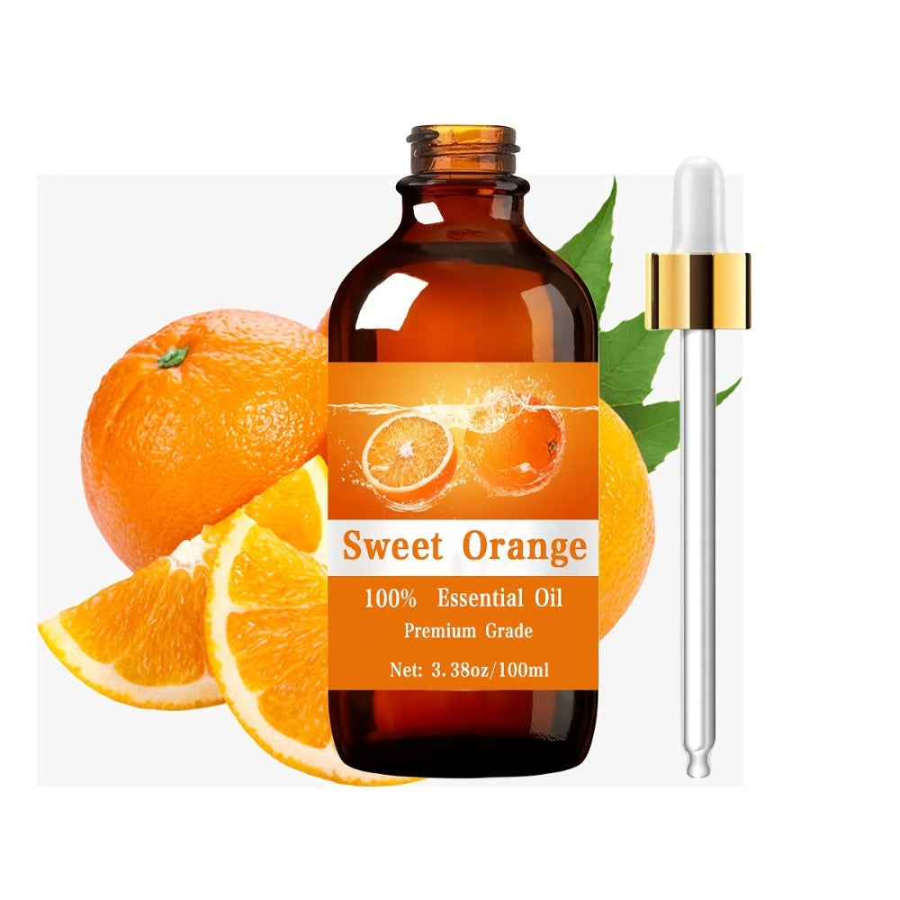 Sweet Orange Essential Oil 100ml — Pure Citrus Aromatherapy Oil for Diffuser, Massage, Hair Care & Skin Moisturizing, Uplifting Scent Gift for Women and Men - product image