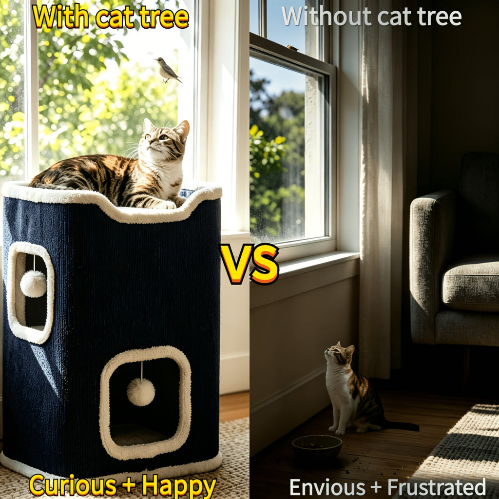 Cat Tree Tower Multi-Level Collapsible Cat Condo for Indoor Cats | Scratch-Resistant Carpet, Hanging Bell Ball, Cozy Top Bed, Sturdy Frame Cat House with - product image 5