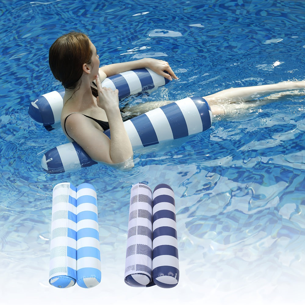 4-in-1 Inflatable Pool Float Hammock 2-Pack for Adults | Floating Bed, Lounge Chair, Drifter & Saddle, Striped Water Hammock for Swimming Pool Lake Beach - product image 9