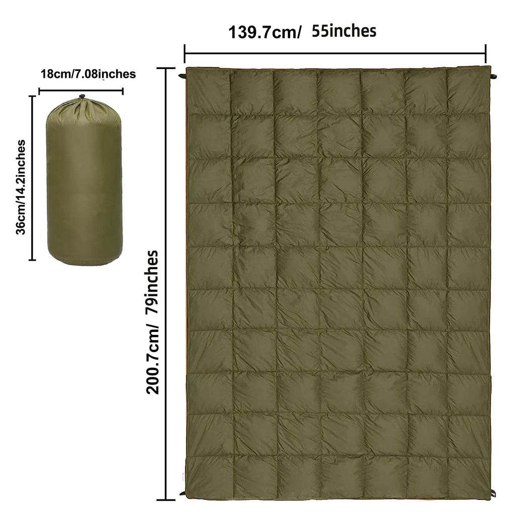 Puffy Camping Blanket Foldable Lightweight Water Resistant with 3D Eye Mask – DWR Coated Outdoor Blanket for Camping, Hiking, Travel, Beach, Stadium & Car, Warm Packable Throw in 4 Colors, 55" x 78"