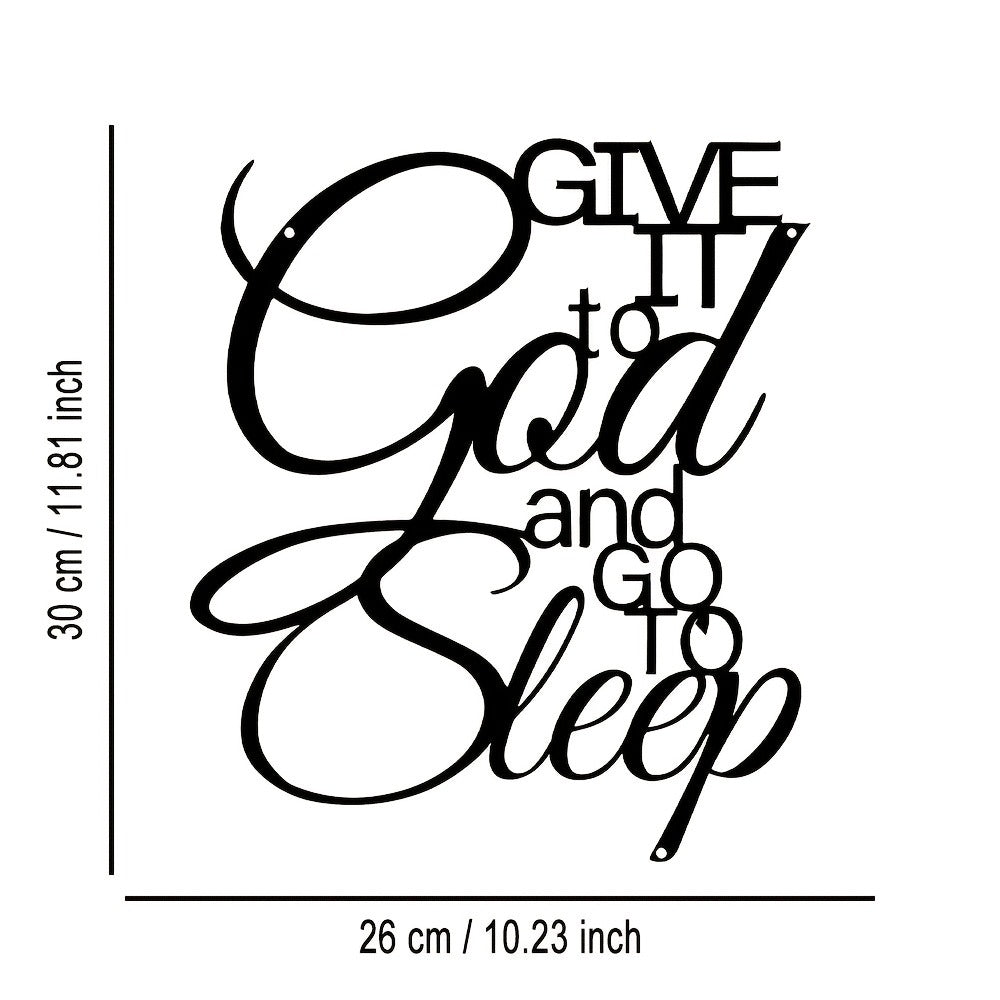 Inspirational Metal Wall Sign – "Give It to God and Go to Sleep" Iron Vintage Wall Art, Antique Typography Decor for Home, Bedroom, Office, Cafe & Bar, Housewarming Holiday Birthda - product image 3