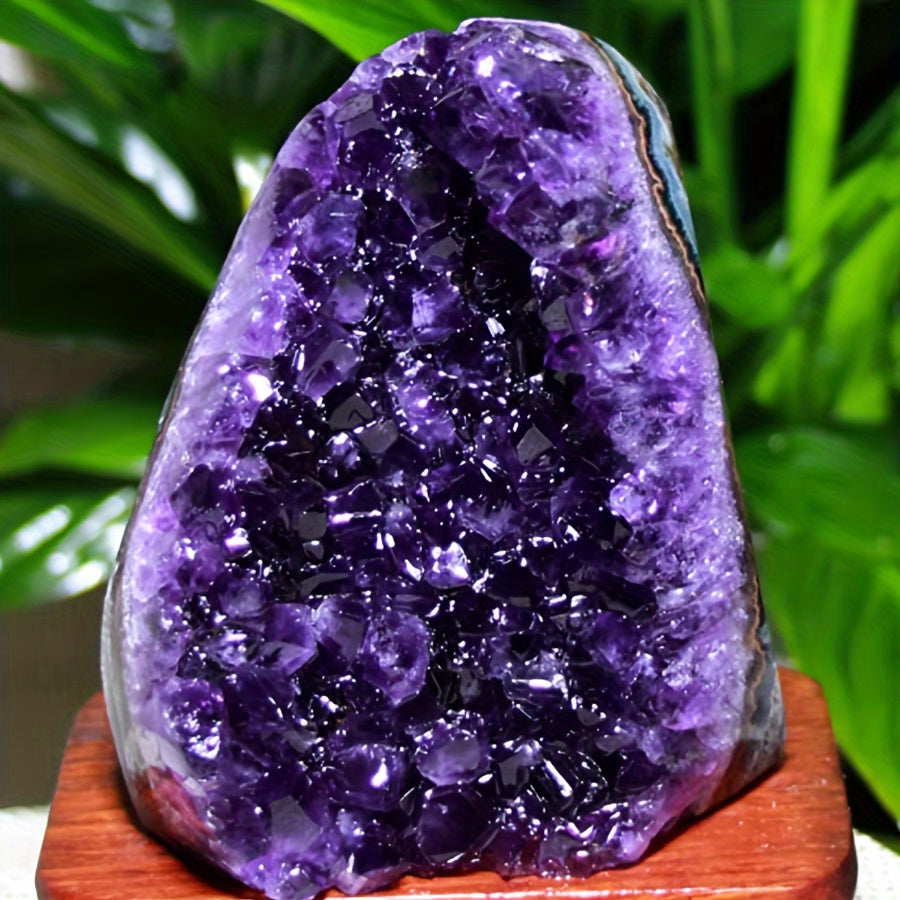 Amethyst Geode Natural Uruguayan Crystal | Polished Edge Display Stone for Home & Office Decor | Raw Crystal Cluster Specimen, Desk Accent, Healing Stone Gift, Tabletop Statement P - product image 6