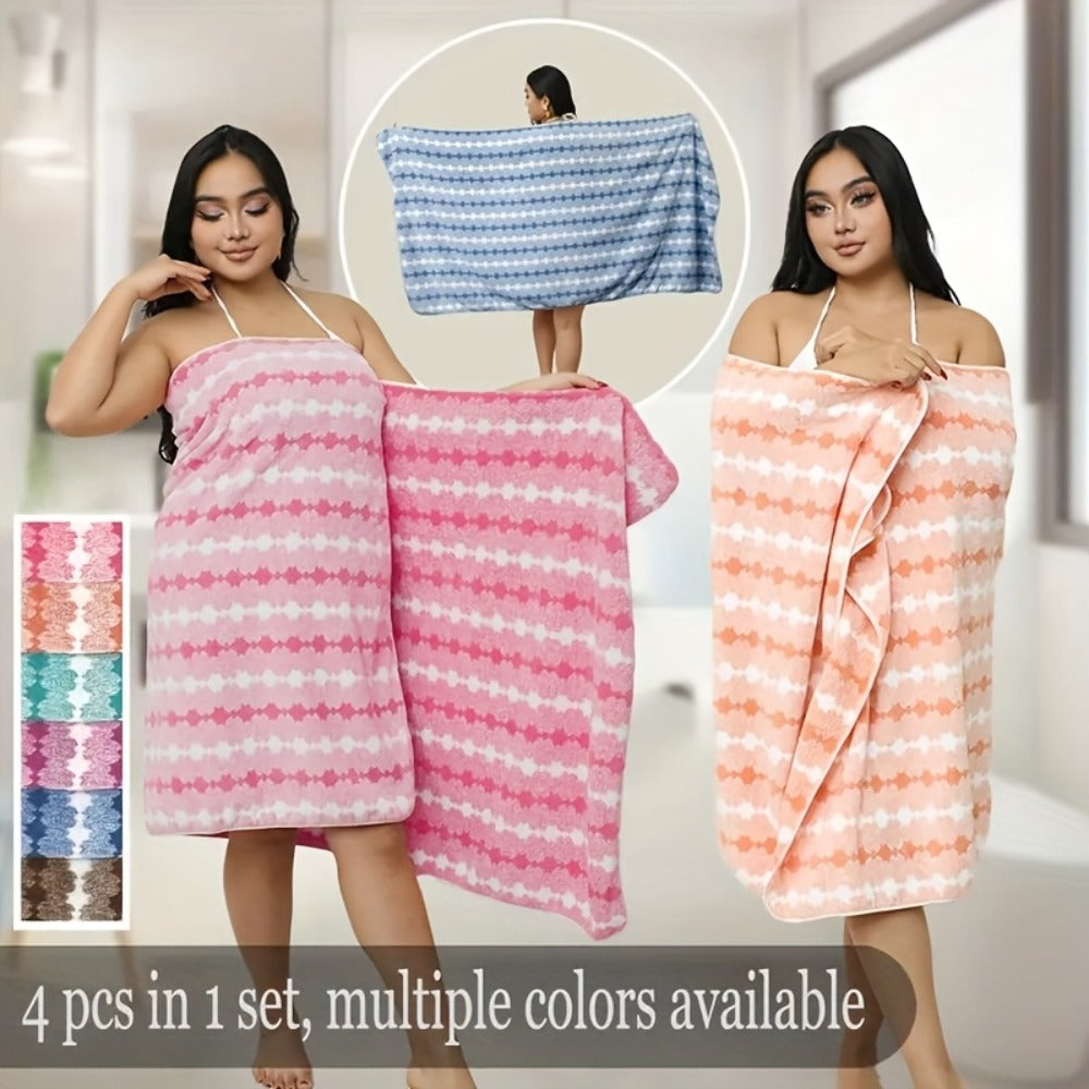 Extra Large Bath Towel Set 4 Piece for Women - 300GSM Ultra Soft Quick Dry Absorbent Solid Color Hand Towels | Orange Green Blue Purple Pink | Spa Yoga Fitness Gym Bathroom Gift - product image 8