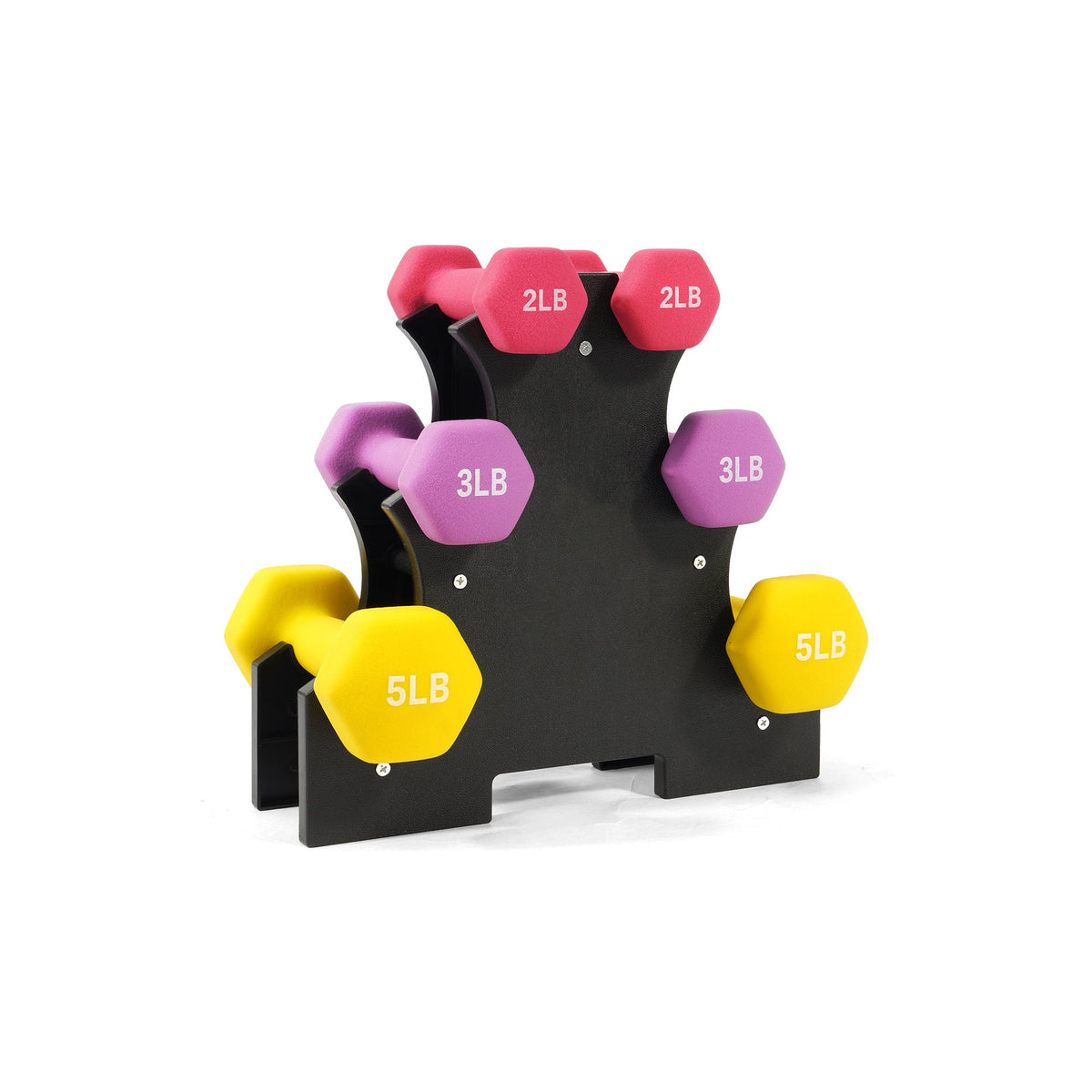 Neoprene Dumbbell Set with Stand | Color-Coded Non-Slip Grip | Hex Hand Weights for Home Gym Strength Training, Workout & Fitness | 20LB Set or 32LB 3-Pair Set - product image 2