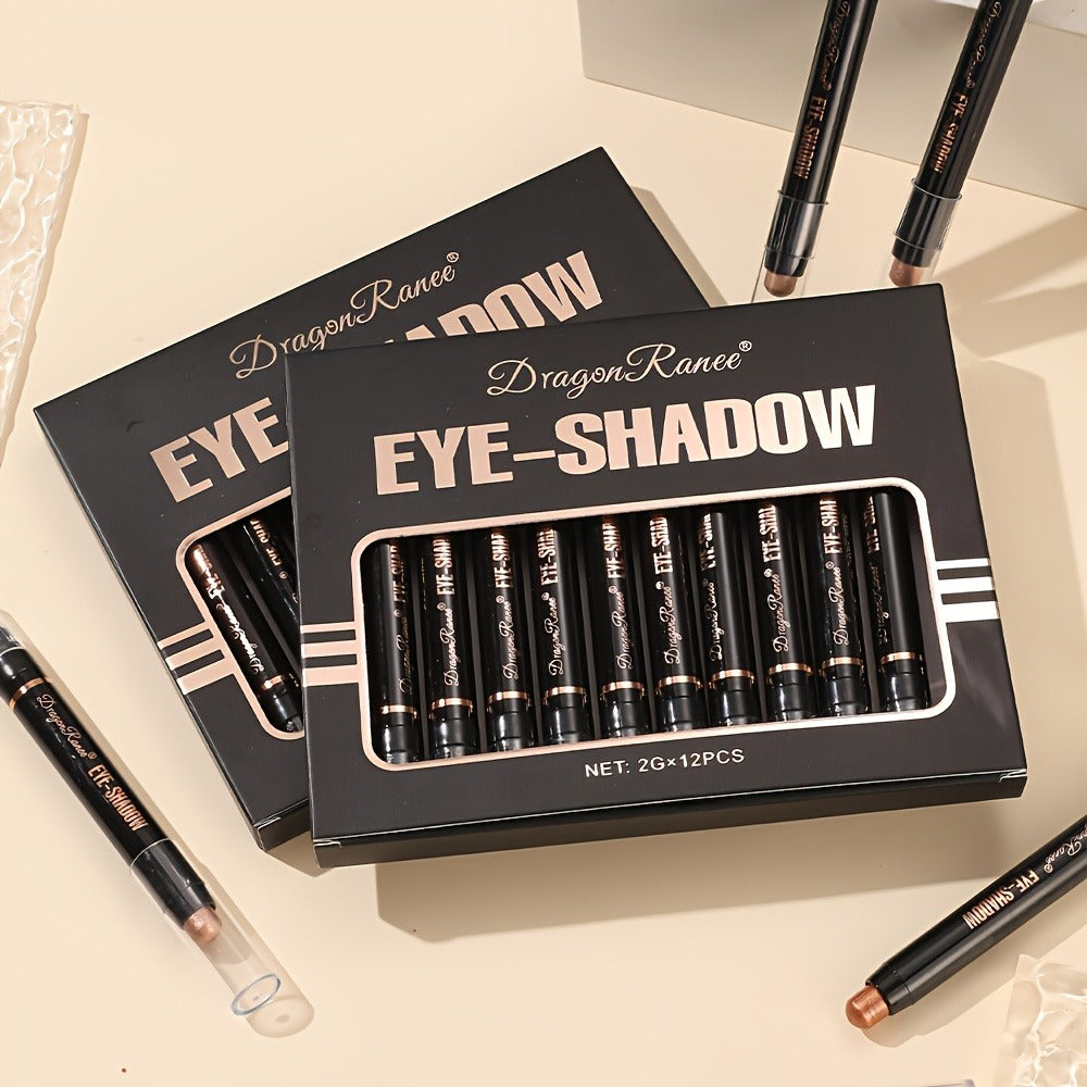 Shimmer Eyeshadow Stick Set 12 Pcs Double-Ended Glitter Cream Eye Shadow Pencil Waterproof Long-Lasting Squalane-Infused Makeup Kit for Women Daily Party Bridal - product image 6