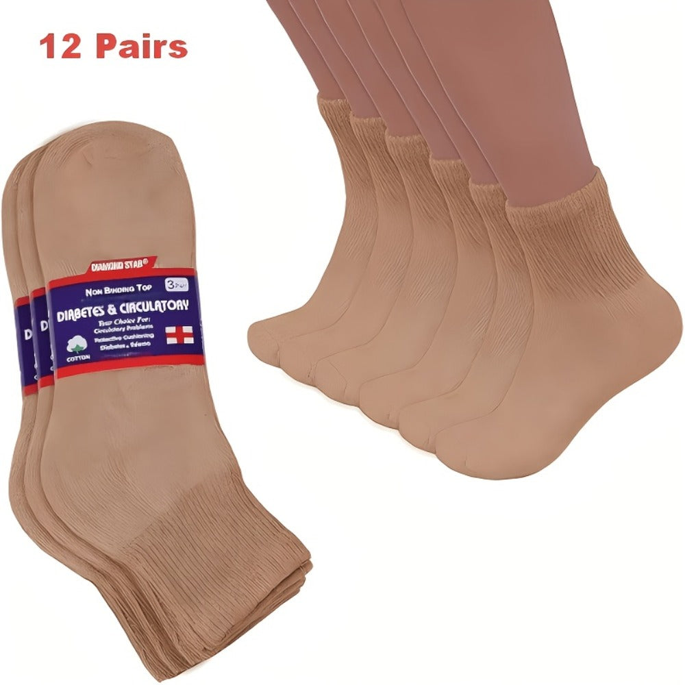 Diabetic Socks 12 Pairs Non Binding Low Cut Cushioned Seamless Loose Fit Ankle Socks for Men Women Edema Neuropathy Wide Toe Box White Black Brown Grey Khaki Navy - product image 8