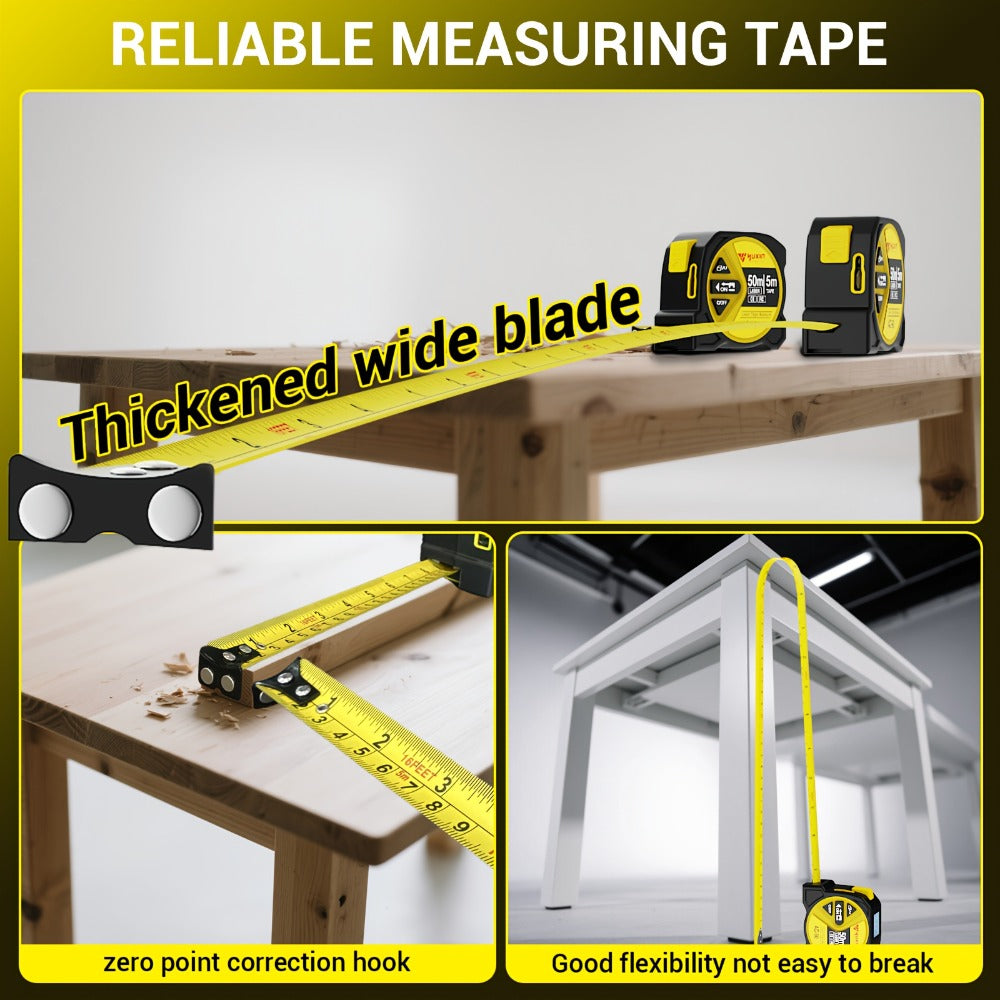 Laser Tape Measure 3-in-1 Digital Distance Meter 50M 165ft High Precision Infrared Rangefinder Smart HD Display USB Charging M In Ft Unit Switching Portable Measuring Tool - product image 6