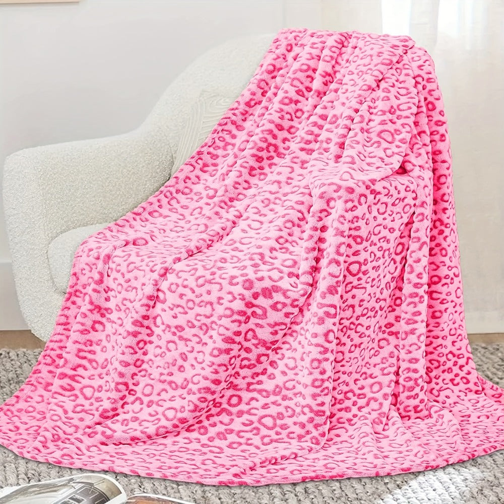 Leopard Print Throw Blanket – Soft Fluffy Jacquard Fleece Flannel for Couch, Bed, Sofa & Camping, 3 Sizes, 5 Colors - product image