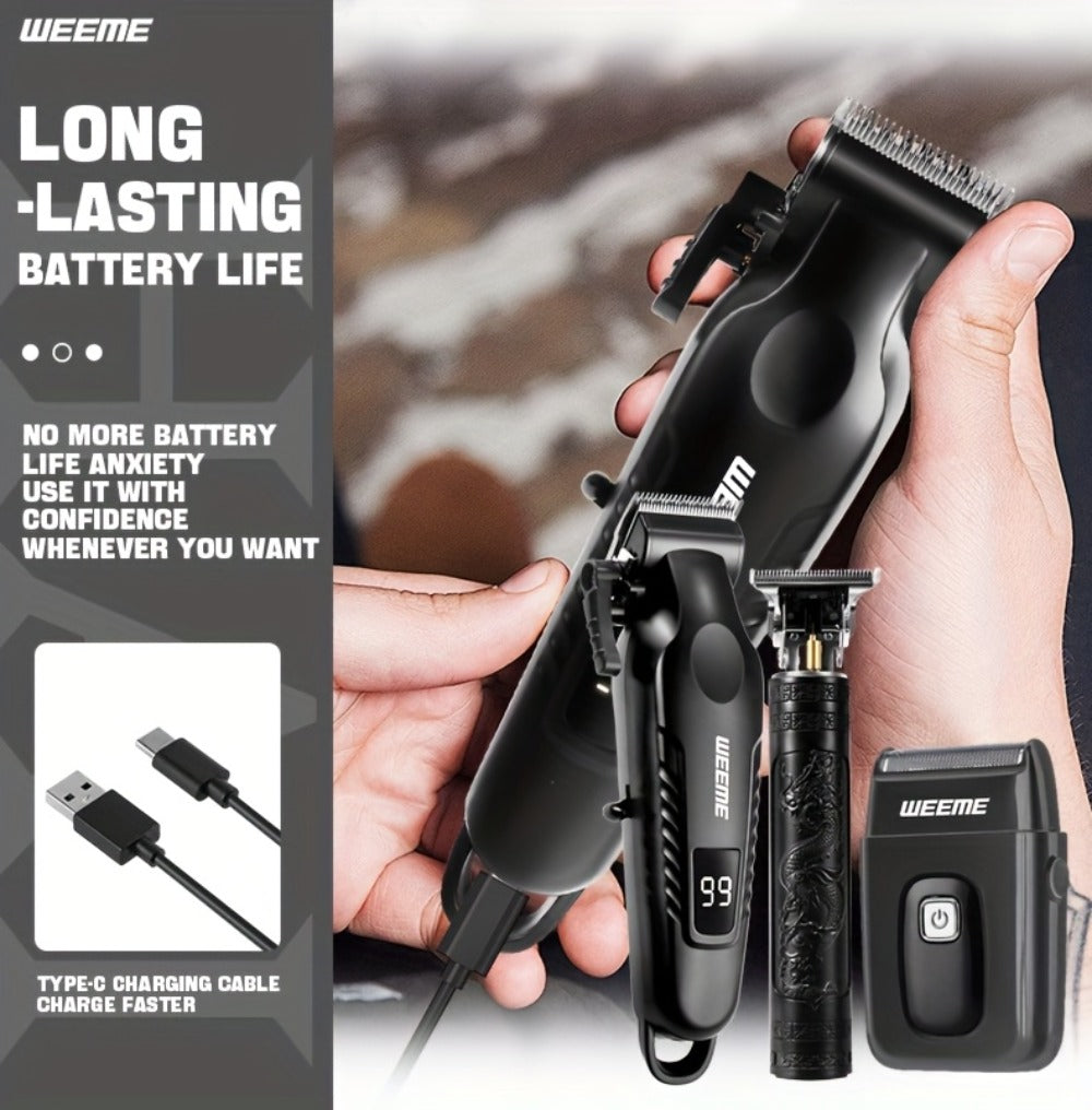 Men's Professional Grooming Kit – Cordless Rotary Shaver & T-Blade Trimmer, Type-C Charging, 6 Adjustable Combs, Non-Slip Beard Shaper for Travel & Family Haircut - product image 13