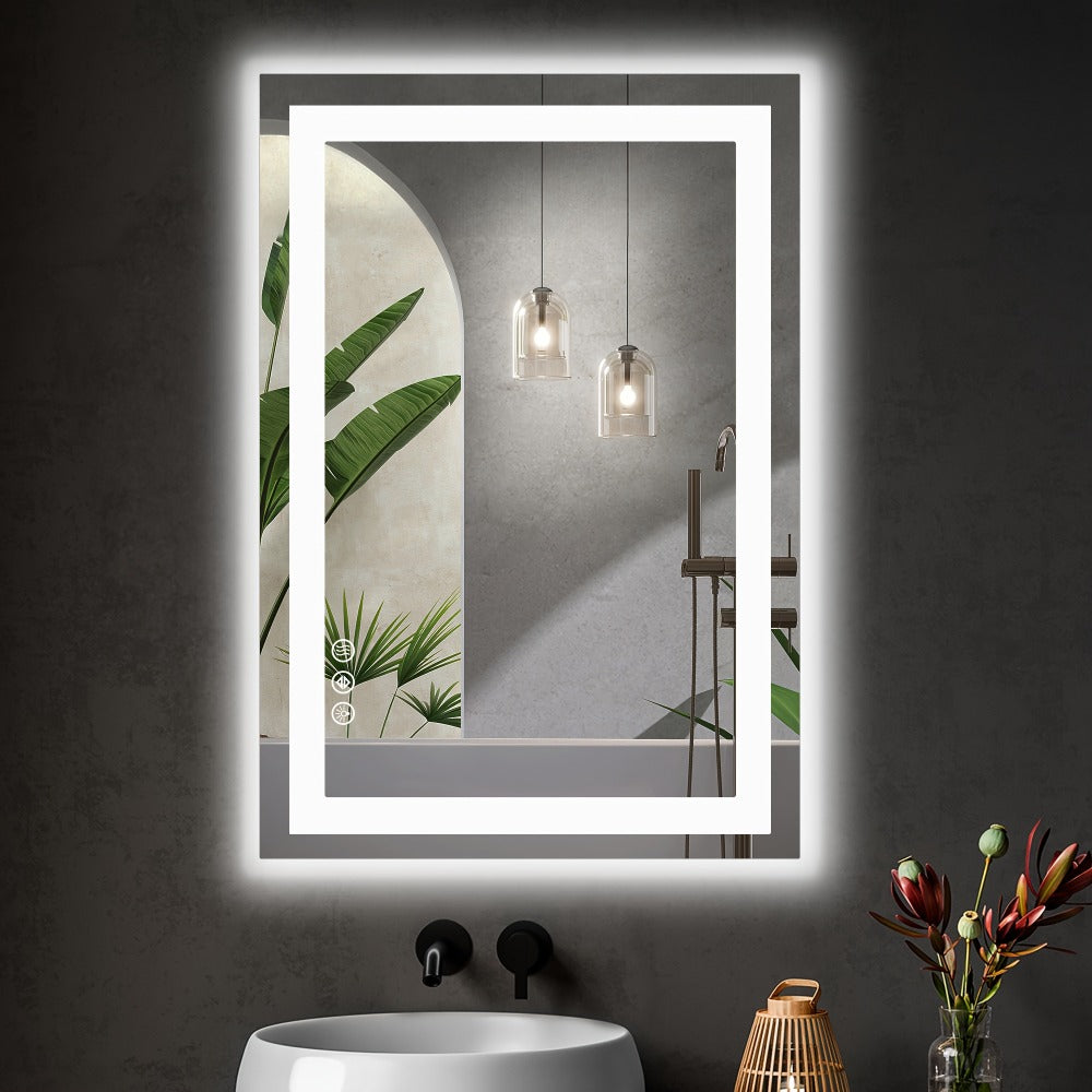 LED Bathroom Mirror with Anti-Fog – Dimmable Vanity Mirror, 3 Color Lighting Modes, Dual Light Source, Wall Mounted Horizontal or Vertical, Tempered Glass, Multiple Sizes - product image 5