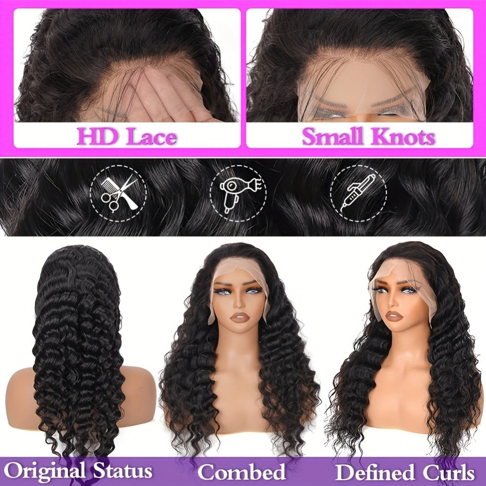 Glueless Bob Wig Human Hair 13x4 Pre Cut Lace 200% Density Wear and Go Deep Wave Body Wave Pre Plucked Bye Bye Knots Lace Front Wig for Black Women 8-40 Inch - product image 7