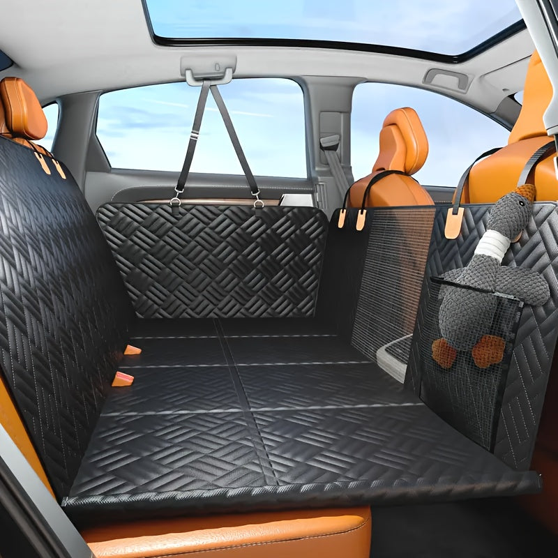 Heavy Duty Car Seat Cover for Dogs Supports 400 lbs, Waterproof Backseat Hammock Bed for SUVs Trucks & Most Cars, Full Coverage with Mesh Window & Storage - product image 3