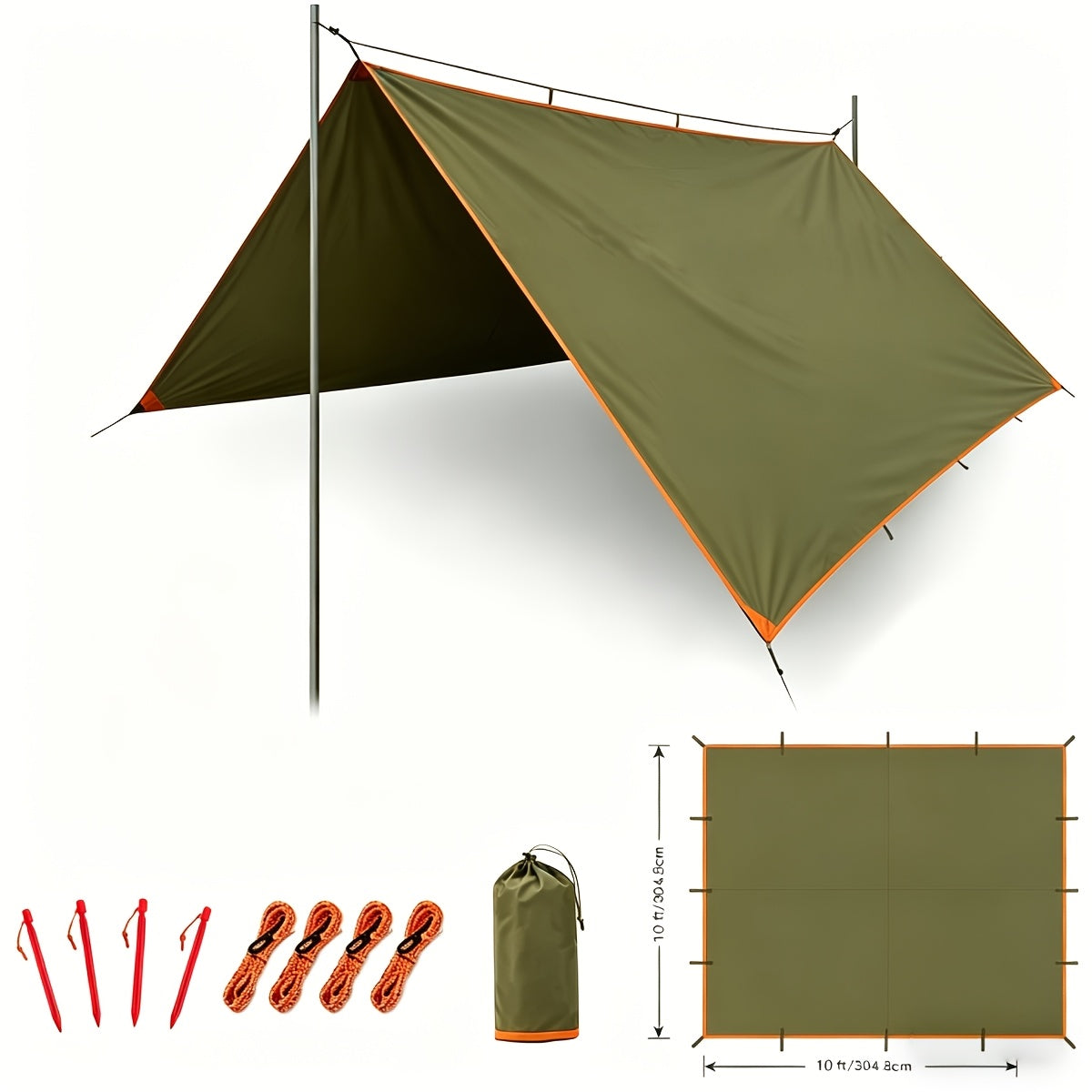 Camping Tarp Canopy with UV Protection – Multiple Colors & Sizes – Portable Collapsible Waterproof Shelter Tent for Backpacking, Hiking, Garden, Outdoor Survival