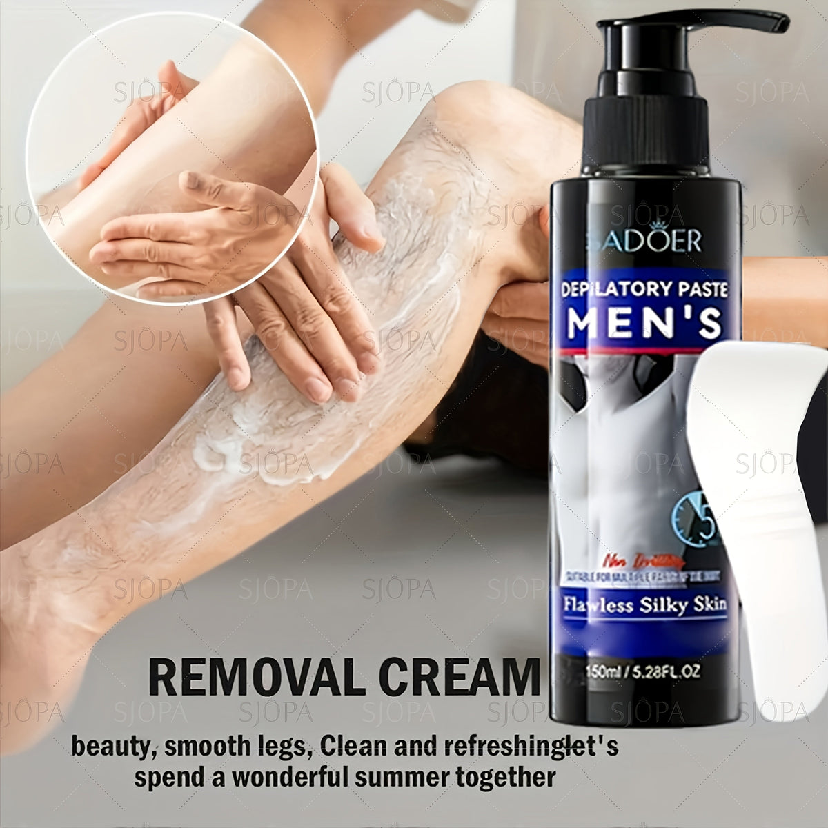 Hair Removal Cream for Men 150ml Fast Painless Depilatory for Body Face Underarm Leg & Intimate Area – Smooth Skin Formula, Razor-Free Grooming, Father's Day Gift - product image 9