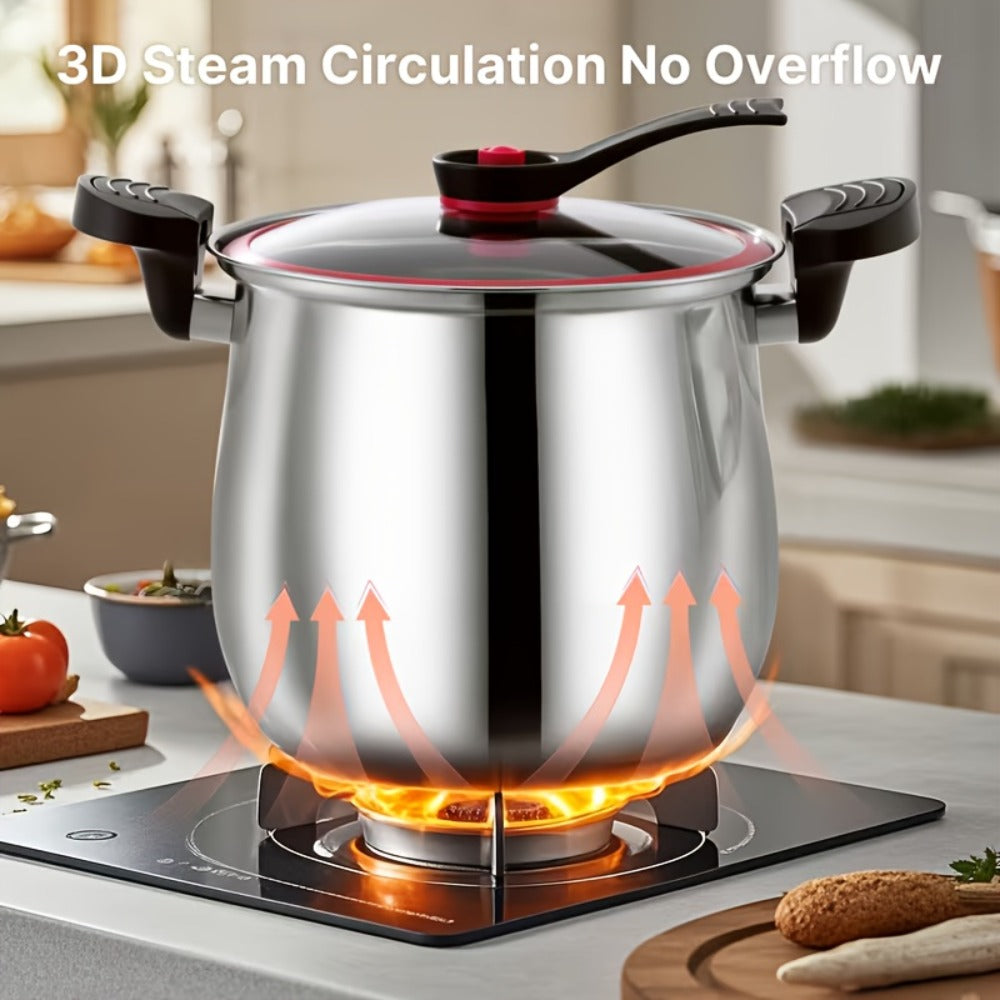 Stainless Steel Quick Cooking Pot with Lid Large Capacity – Food-Grade Non-Stick Scratch-Resistant Saucepan | Induction & Gas Stove Compatible Stew Soup Pot Even Heating Kitchen Co - product image 4