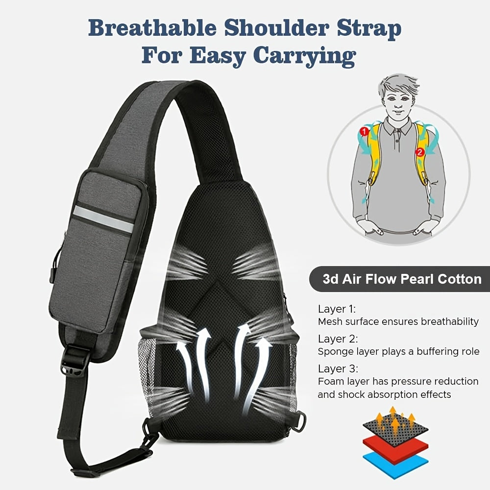 Crossbody Sling Backpack for Women Men | Featherlight Oxford Cloth Shoulder Chest Bag Daypack for Hiking Traveling Camping, Large Capacity Zipper Sling Bag - product image 4