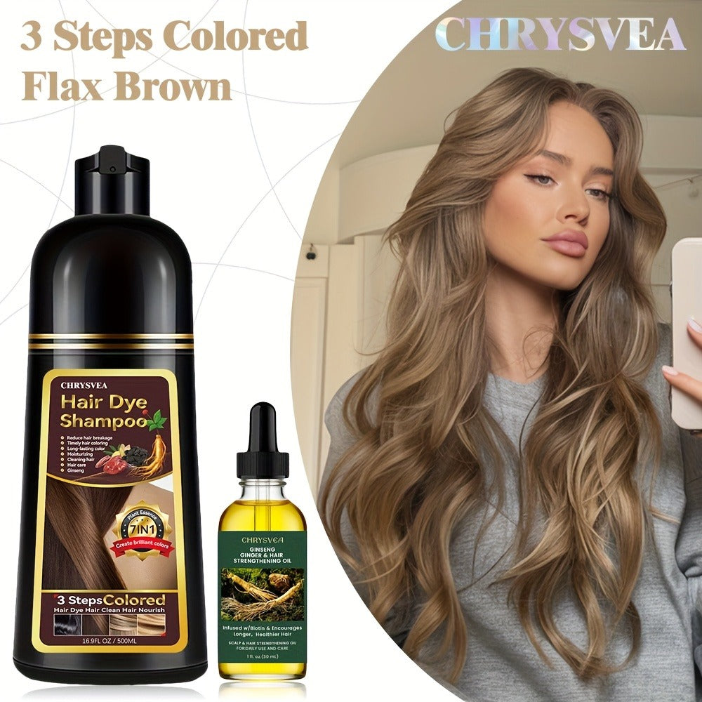 Hair Dye Shampoo with Rosemary Essential Oil Set 7-in-1 16.91 oz — 100% White & Gray Hair Coverage, Herbal Formula, 9 Shades, Long-Lasting Color, No Mix, Scalp Nourishing, Unisex M - product image 2