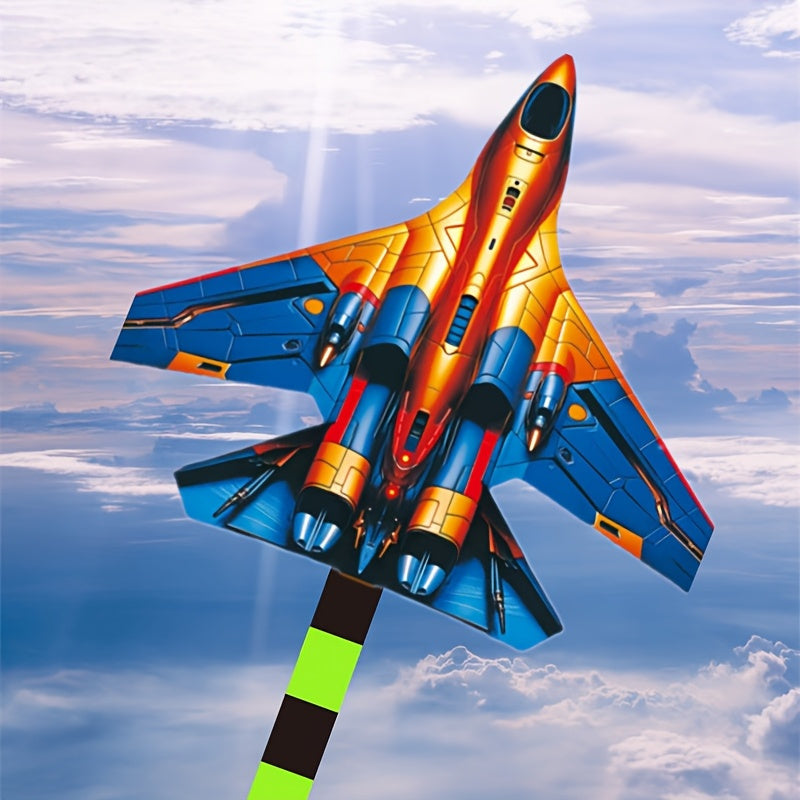 Large Fighter Plane Kite 200cm+ Polyester | Colorful Stunt Kite for Adults & Kids, Outdoor Flying Fun at Beach Park & Open Fields, Easy to Fly, Vibrant Mixed Color Design