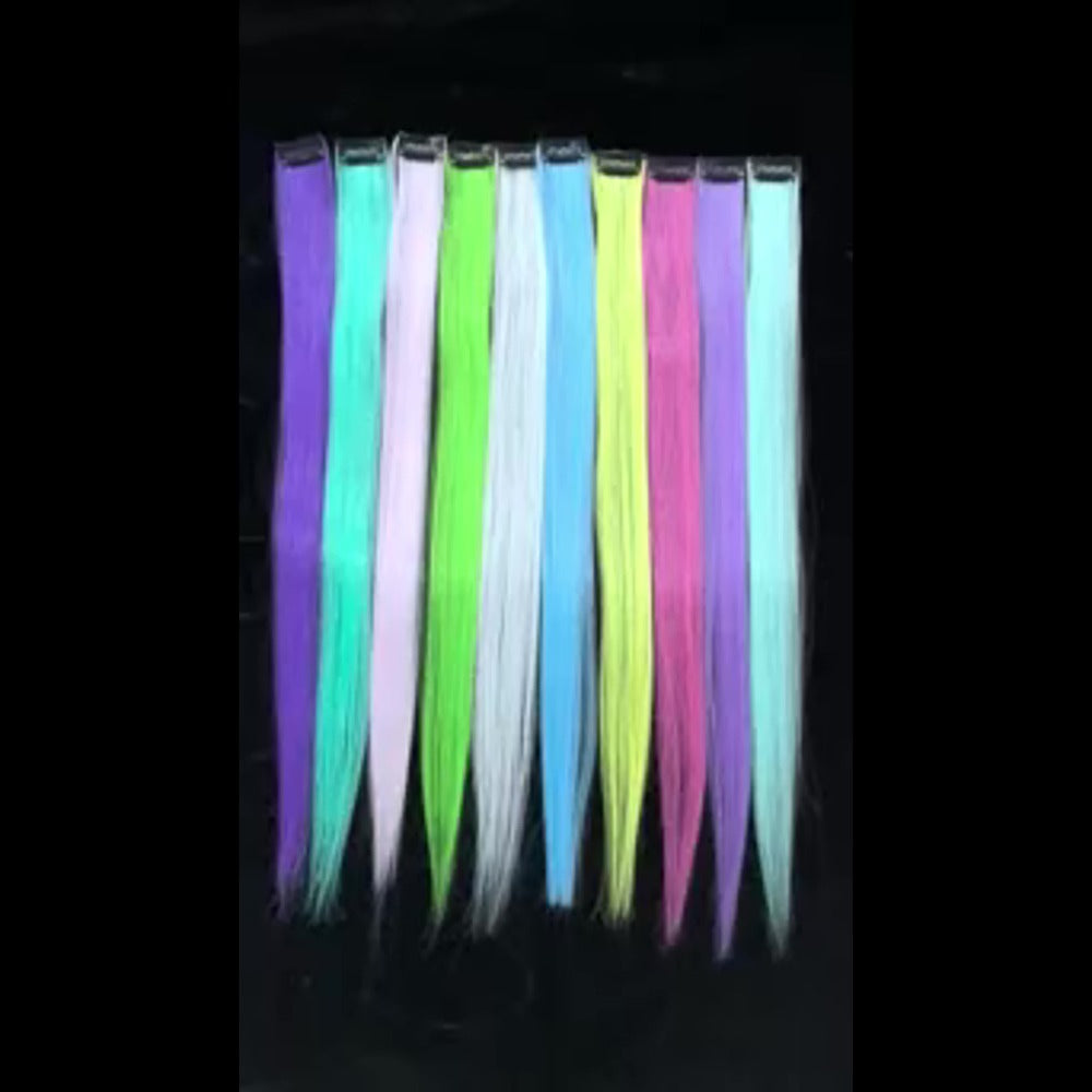 Rainbow Glow Clip In Hair Extensions 10pcs 16 Inch | Light Up Colorful Synthetic Fiber Wig Clips for Women Kids Girls | Party Festival Halloween Costume - product image 6