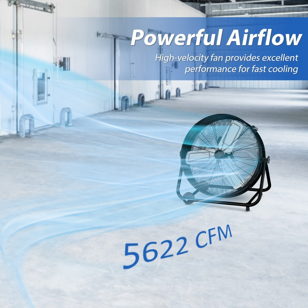 Industrial Drum Fan High Velocity Floor Fan 24 30 Inch | 3-Speed Heavy Duty Metal Air Circulator 360 Tilt Casters ETL Listed | Powerful Warehouse Garage Workshop Patio Commercial F - product image 13