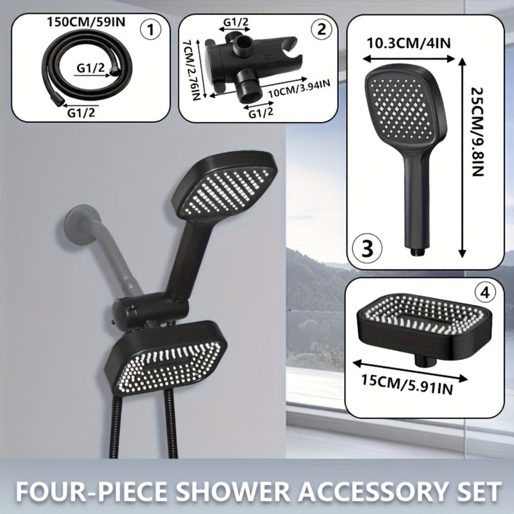 2-in-1 High Pressure Handheld Shower Head Set with Rain Showerhead – Long Hose T-Valve ABS Wall Mount Bathroom Upgrade - product image 3