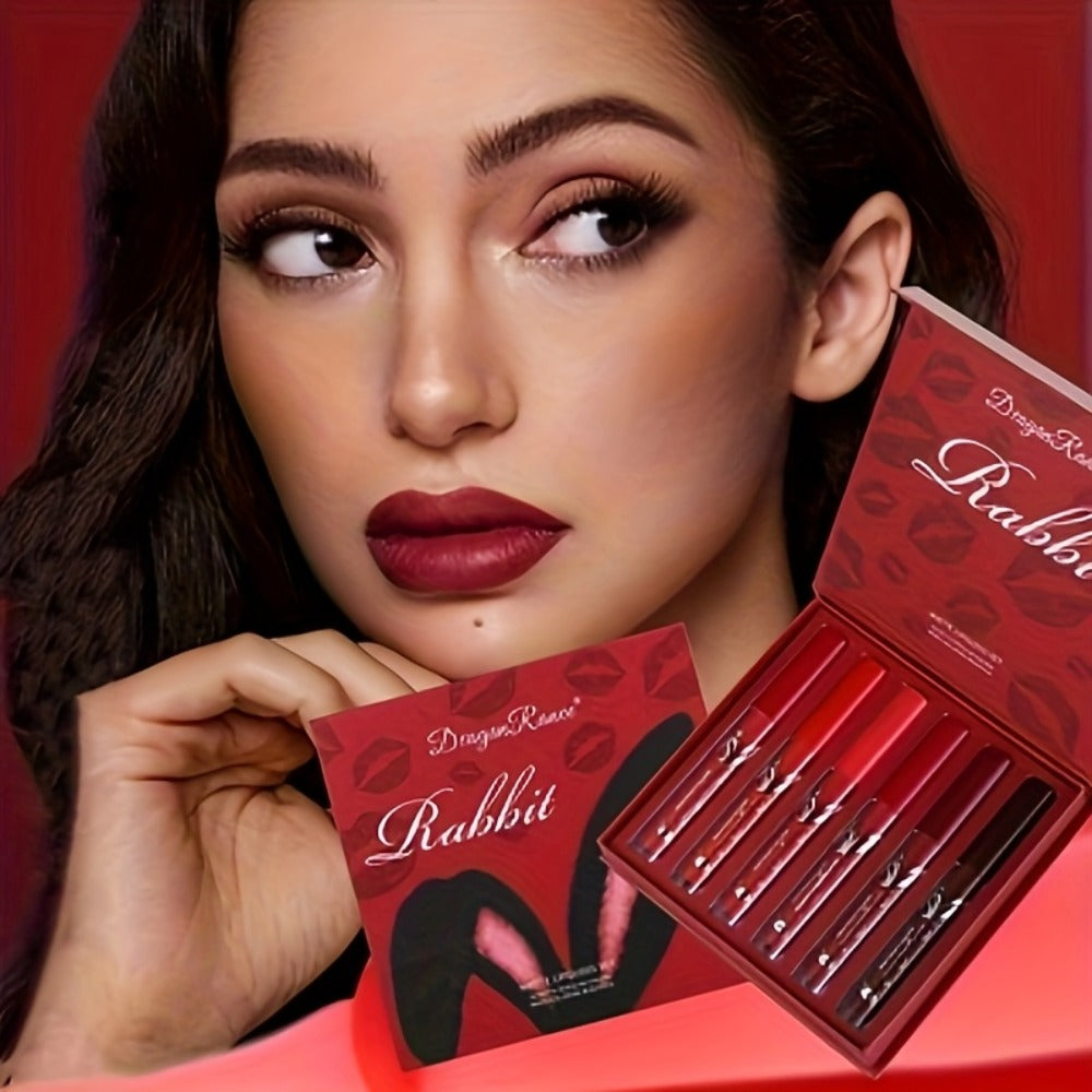 Red Lip Glaze Gift Set 6pcs in Elegant Box — Long-Lasting Smudge-Proof Glazed Finish, Smooth Paste Formula, All-Day Wear Versatile Lip Color for Beginners & Beauty Lovers, Holiday  - product image 5