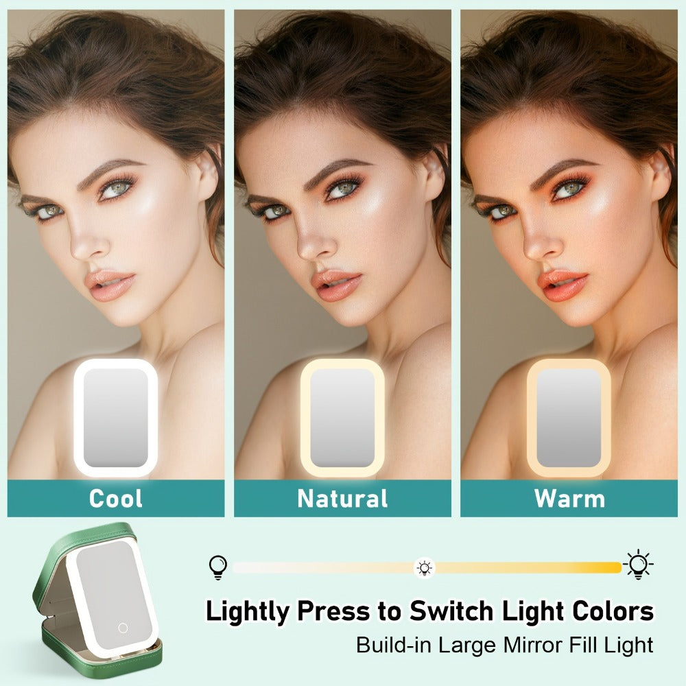 Lighted Makeup Case with LED Mirror & Cosmetic Organizer - 1200mAh Rechargeable USB Travel Makeup Train Case Portable Vanity Mirror for Women Girls Birthday Gift - product image 4