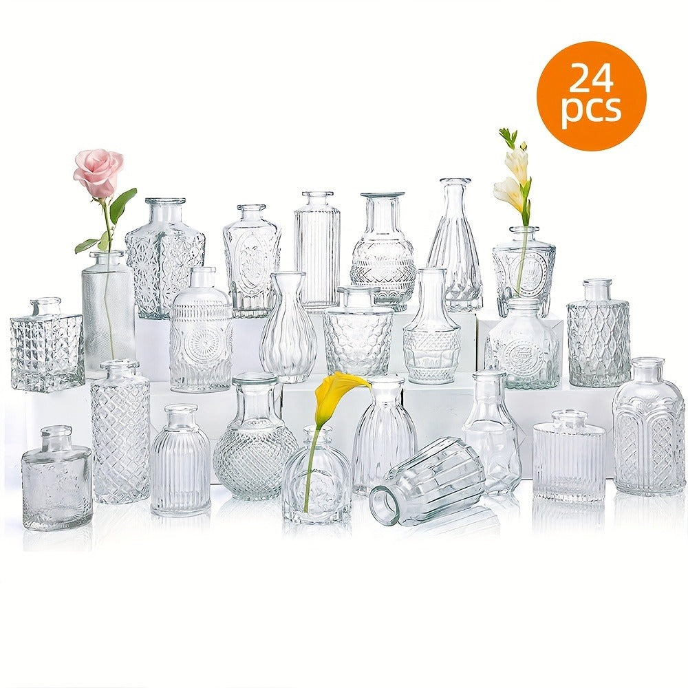 Glass Bud Vases Bulk - Small Flower Vases for Centerpieces, Rustic Wedding Table Decorations, Banquet, Party & Restaurant Decor, Aesthetic Home Decor for Halloween & Christmas, Set - product image 4