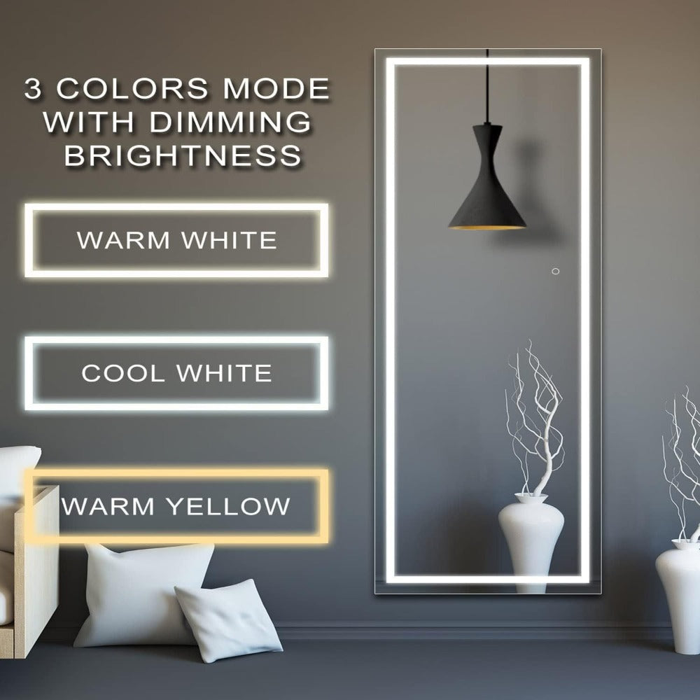 Full Length Mirror with LED Lights & Touch Sensor – 64"x21" Dimmable Smart Floor Mirror, Wall Mount or Freestanding, Slim Modern Frame for Bedroom, Vanity & Dressing Room - product image 14