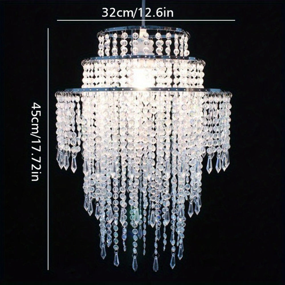 Crystal Beaded Chandelier Lampshade Acrylic Sparkling Droplets Elegant Ceiling Light Fixture Cover for Wedding Party Home Decor Multiple Sizes Branch Style Beadwork Pendant Shade - product image 7