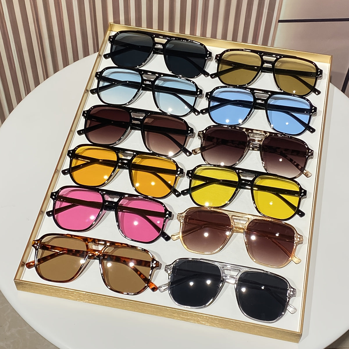 Oversized Round Novelty Glasses 12 Pack Multicolor Tortoiseshell – Double Frame Full Rim Plastic Eyewear Bulk Set for Party Prom Photo Shoot Costume, European - product image 4