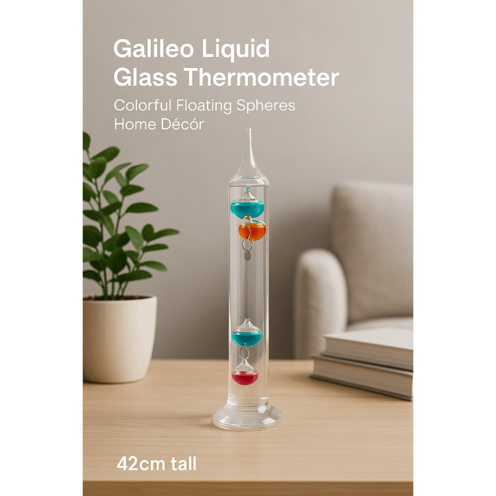 Galileo Thermometer Glass Multicolor Floating Spheres 9.5 Inch Decorative Temperature Display 16°C-28°C for Home Office Desk Science Decor Gift - product image 5