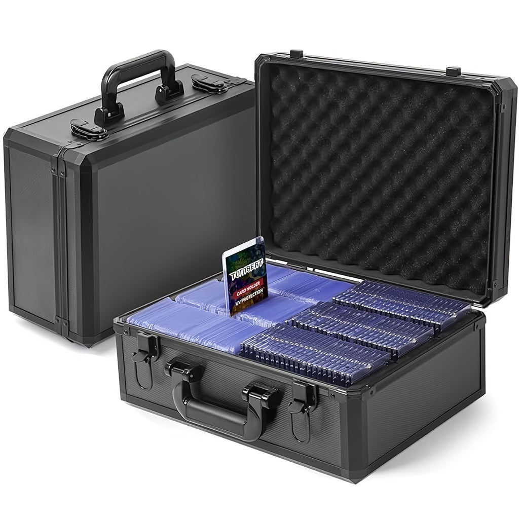 Fits 3x4 35PT Rigid Holders, 18 Colorful Dividers, 6 Foam Stoppers, Holds 600+ Cards, Sports Card Organizer | Trading Card Storage Box Topload Case