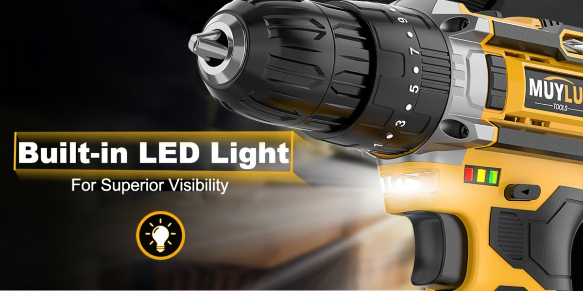 20V Cordless Drill Set Impact Power Drill 3/8 Inch Keyless Chuck 18+3 Clutch 45Nm Max Torque 2-Speed Work Light 2.0Ah Battery Fast Charger 136 148 PCS Kit - product image 19