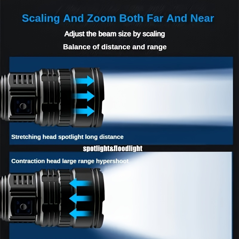 Zoomable COB Flashlight 5 Modes USB Rechargeable Power Bank with COB Tail Light for Camping Hiking Emergency Outdoor Adventures - product image 7