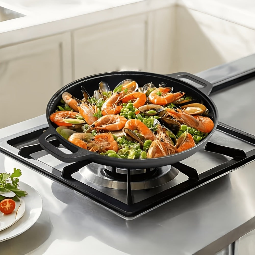 Cast Iron Skillet 11 Inch Pre-Seasoned Round Grill Pan with Dual Loop Handles – Even Heating for Oven, Stovetop, Campfire & Grill | Heavy-Duty Kitchen Cookware for Pizza, Steak & M - product image 8