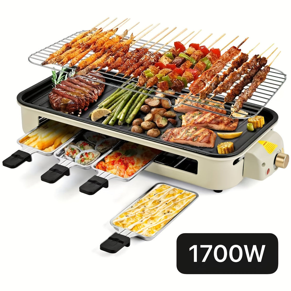 Smokeless Electric Grill | Indoor Grill with Removable Non-Stick Plate, 1700W, Portable BBQ Grill, Electric Griddle, Stainless Steel, Dishwasher Safe, Perfect - product image 9