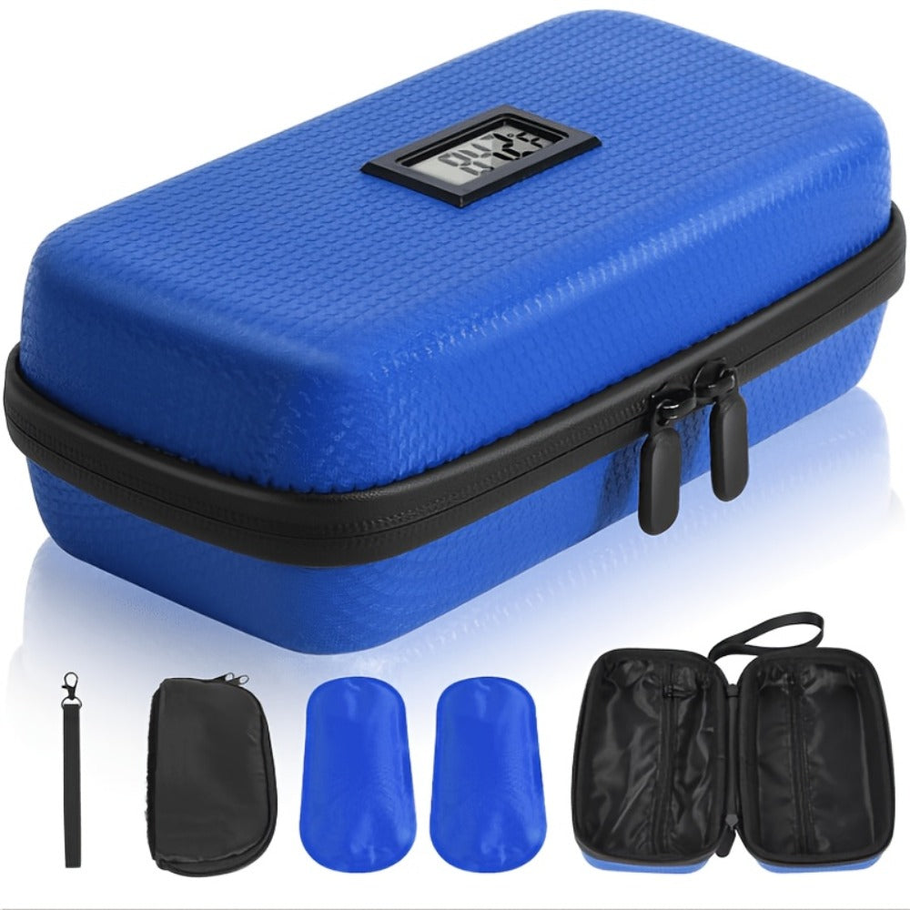 Insulin Cooler Travel Case 24 Hour Refrigerated Medication Case Temperature Display Wristband 2 Reusable Ice Packs Diabetic Insulin Pen Cooler Black Blue - product image 5