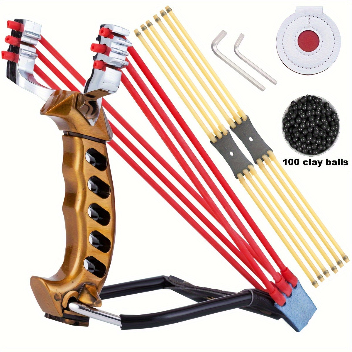 High-performance Hunting Catapult with Rubber Bands & Clay Balls | Heavy Duty Metal Slingshot with Wrist Brace - product image