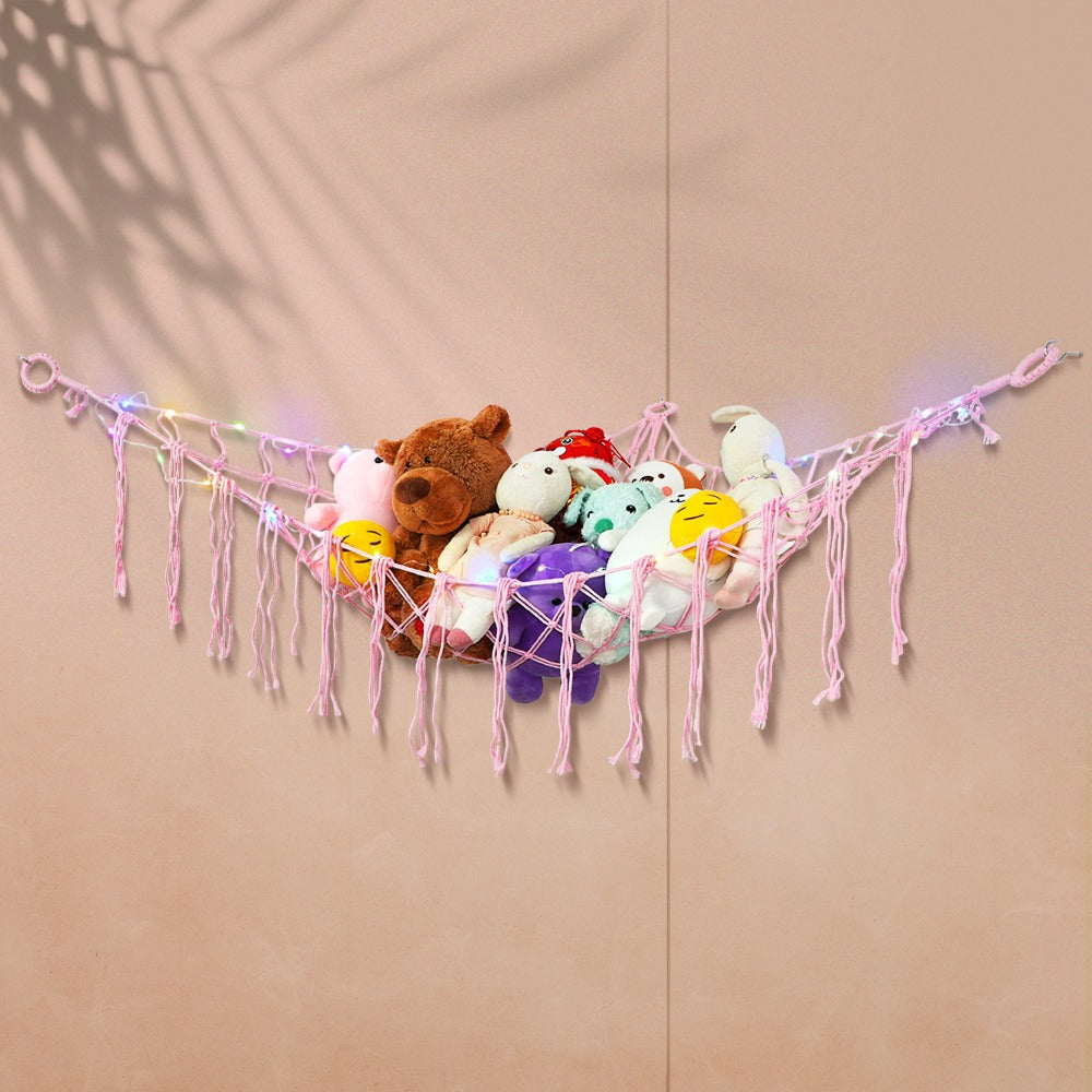 Stuffed Animal Storage Hammock with Lights Corner Hanging Toy Net Organizer for Nursery Bedroom Kids Room Decor Plush Toy Holder Christmas Halloween Easter Gift - product image 14