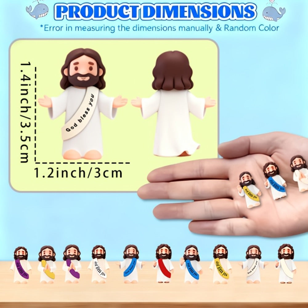 Colorful Bulk Religious Statues 5 Colors, Baptism Favors Sunday School Gifts Christian Party Favor Home Decor Vase Filler | Mini Jesus Figurines for Halloween Trunk-or-Treat 50/100/150pcs