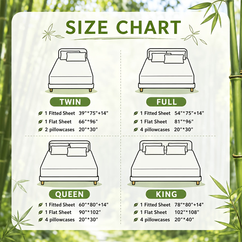 6 pcs Deep Pocket Cooling Bamboo Sheet Set, Luxurious and Ultra-Soft, Breathable, 16 Inch Extra Deep Pocket, Twin, Full, Queen, King, Multiple Colors to Choose - product image 4