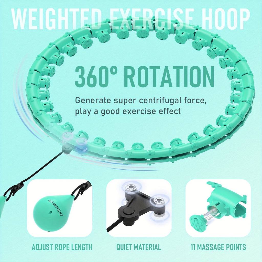 Weighted Hula Hoop Exercise Ring 69" | Smart Pilates Circle with 30 Detachable Knots, Plus Size Adjustable Fitness Hoop for Adults, Beginners & Core Workout