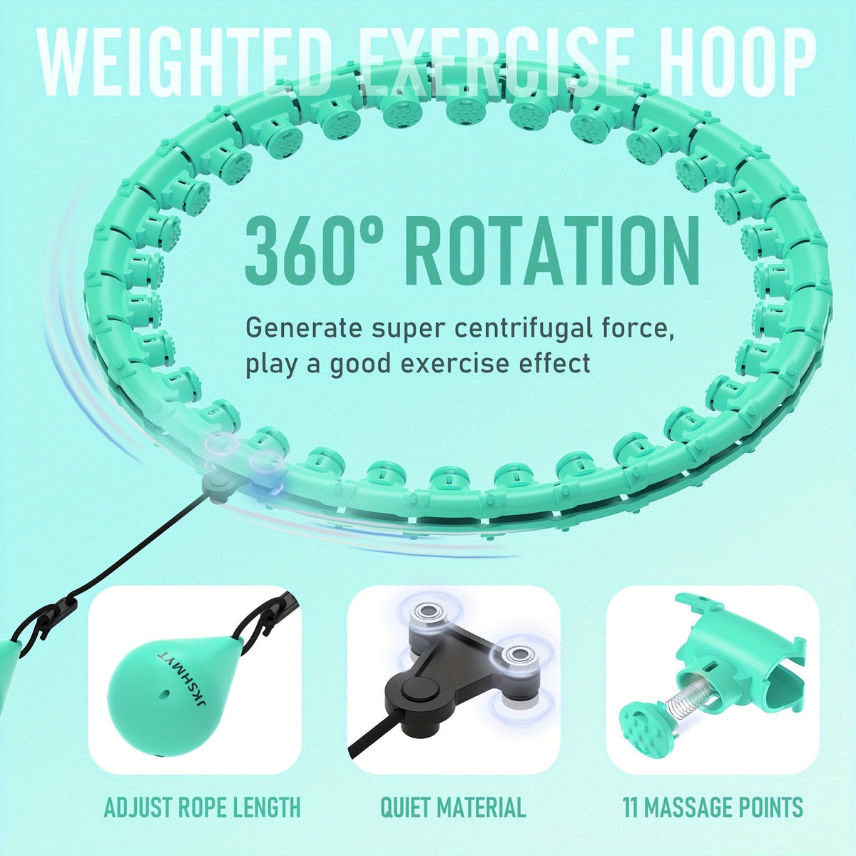 Weighted Hula Hoop Exercise Ring 69" | Smart Pilates Circle with 30 Detachable Knots, Plus Size Adjustable Fitness Hoop for Adults, Beginners & Core Workout