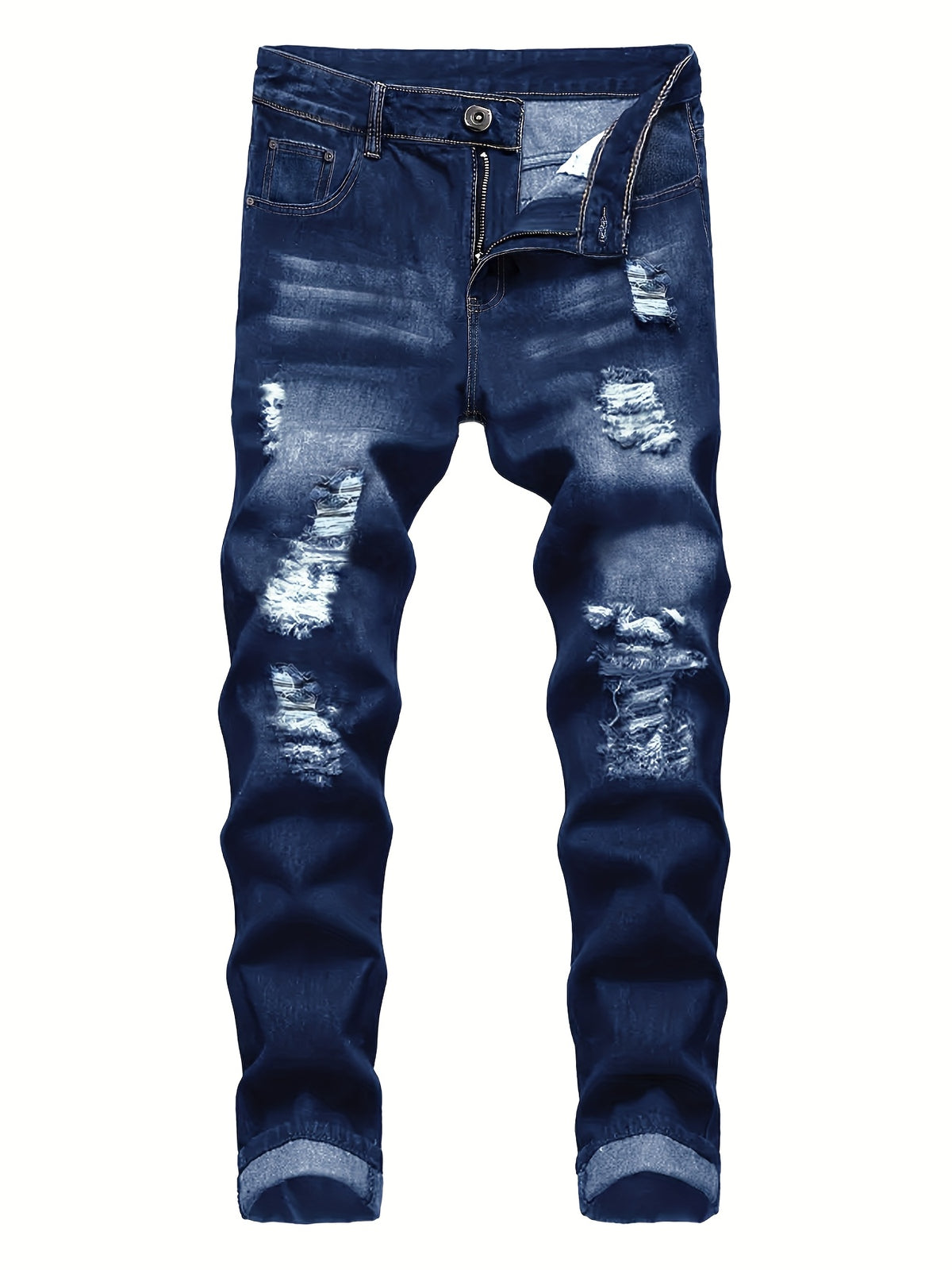 2pcs Men's Slim Fit Distressed Ripped Jeans | Classic Stretch Denim Pants, Trendy Casual Versatile Outfits | for all seson gift for men - product image 5