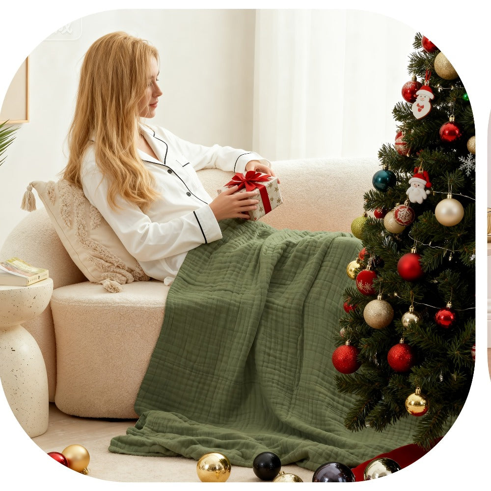 6-Layer Gauze Blanket 100% Muslin – Lightweight Breathable Cotton Throw for Couch & Bed, All Season Adult Blanket, 4 Colors - product image 2