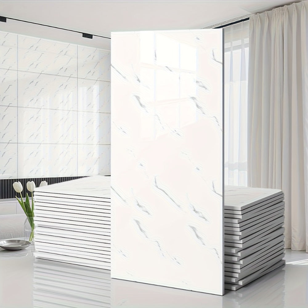 Marble Pattern Wall Stickers Vinyl Decals Oversized Glam Style Self Adhesive High Gloss Removable Wallpaper for Kitchen Bathroom Living Room Office Home Decor 20 40 Pieces Multiple - product image 11